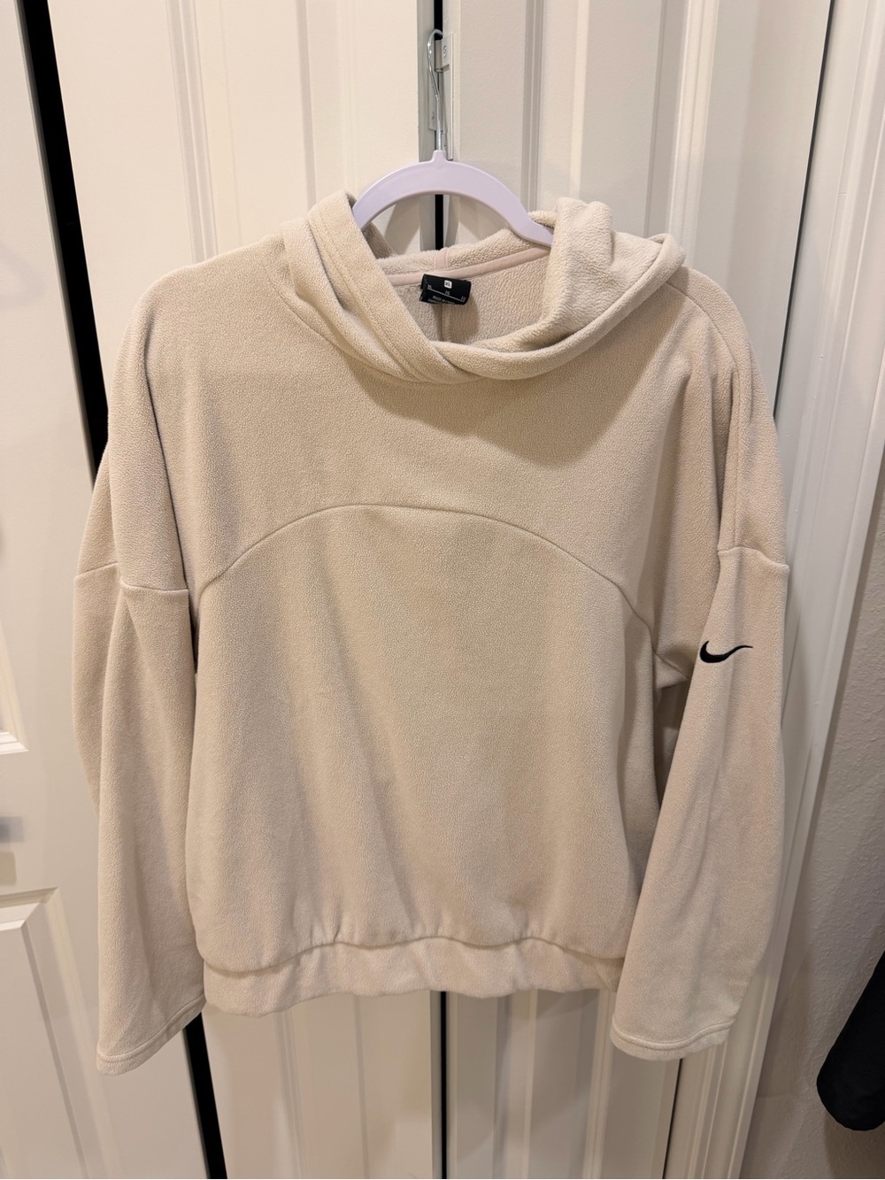 Nike Cream Fleece Hoodie with Black Swoosh Tag